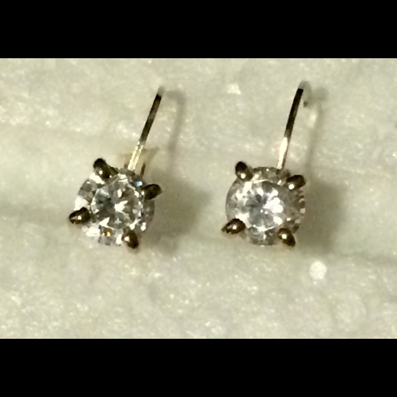 CZ Drop Stud Earrings - Picture 4 of 5